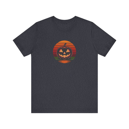 Retro Jack: Bold Grin — Halloween Sunset Tee (Dark)