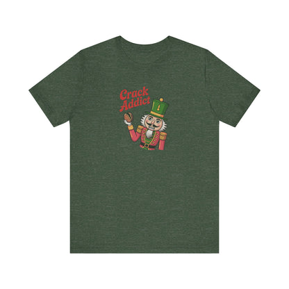 Crack Addict Nutcracker — Vintage Christmas Retro Tee (Dark)