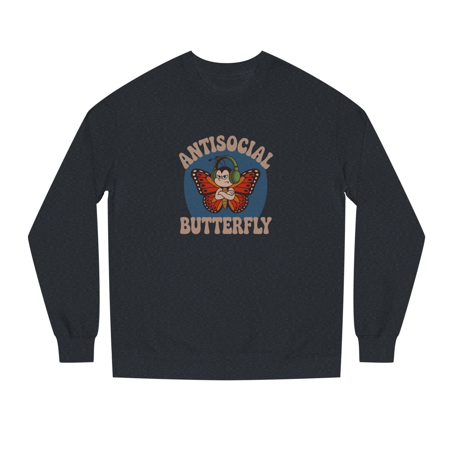 Antisocial Butterfly (Male) — Retro Workout Sweatshirt (Dark)
