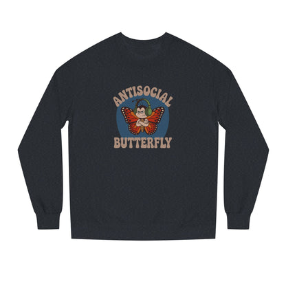 Antisocial Butterfly (Male) — Retro Workout Sweatshirt (Dark)