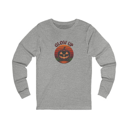 Halloween Glow Up Pumpkin — Retro Autumn Sunset Long Sleeve (Light)