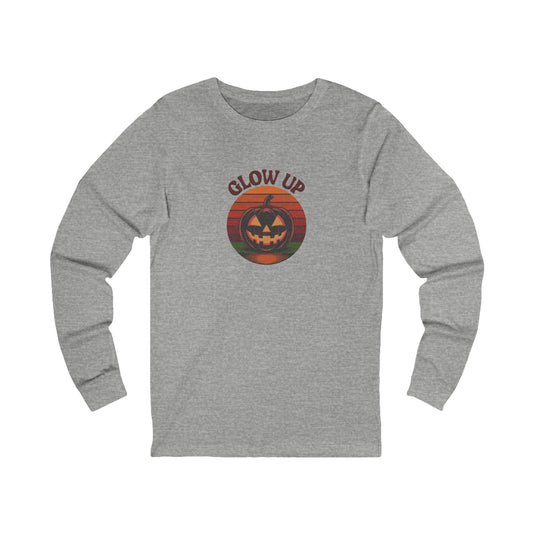 Halloween Glow Up Pumpkin — Retro Autumn Sunset Long Sleeve (Light)