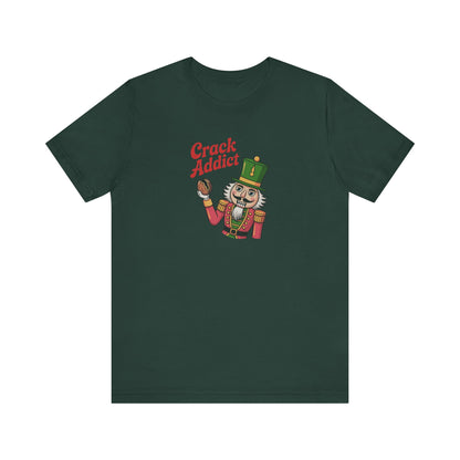 Crack Addict Nutcracker — Vintage Christmas Retro Tee (Dark)