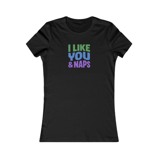 I Like You & Naps (Cool Gradient) — Retro Loungewear Women's Tee (Dark)