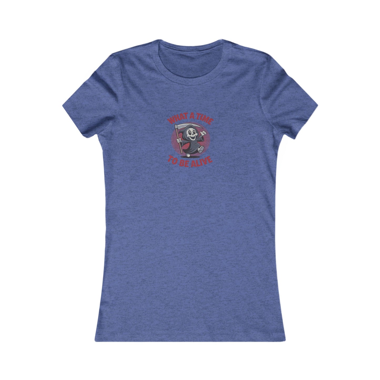 What a Time to Be Alive (Cute) — Lil Reaper Retro Women's Tee (Dark)