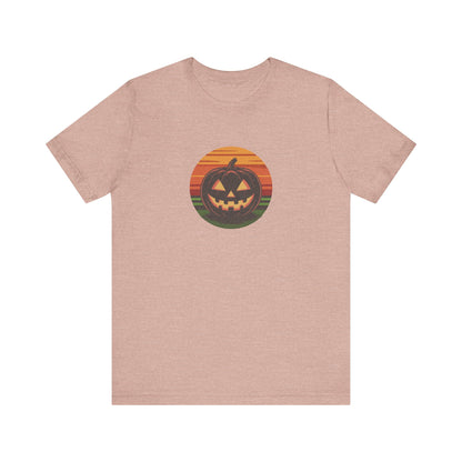 Retro Jack: Glowing Classic — Halloween Sunset Tee (Light)