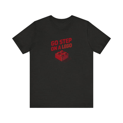 Go Step on a LEGO — Red Plastic Brick Retro Tee (Dark)