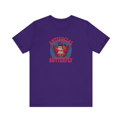 Antisocial Butterfly (Female) — Retro Workout Tee (Dark)