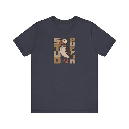 Stud Puffin, Licensed to Chill – Spy-Bird Retro Tee (Dark)