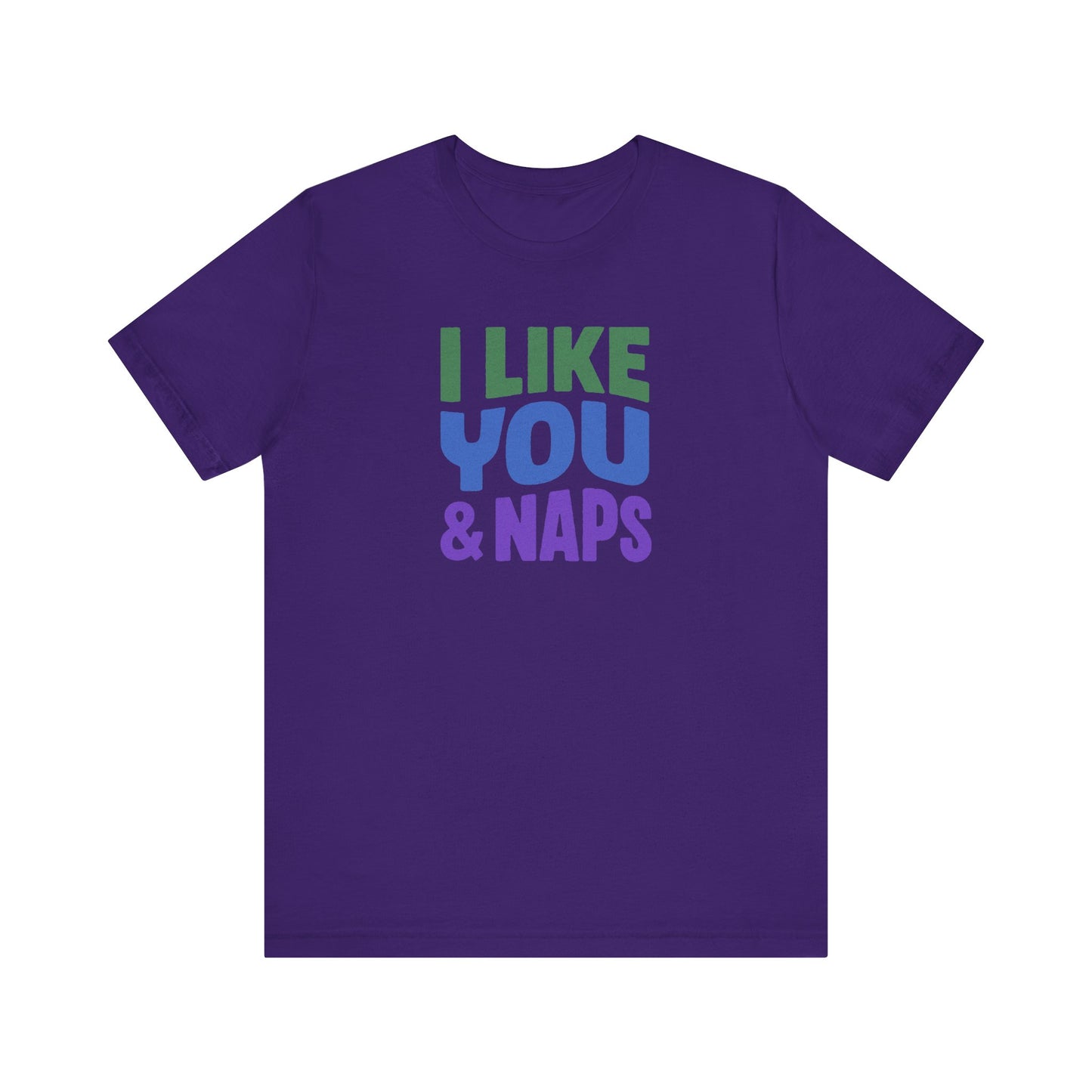 I Like You & Naps (Cool Gradient) — Retro Loungewear Tee (Dark)