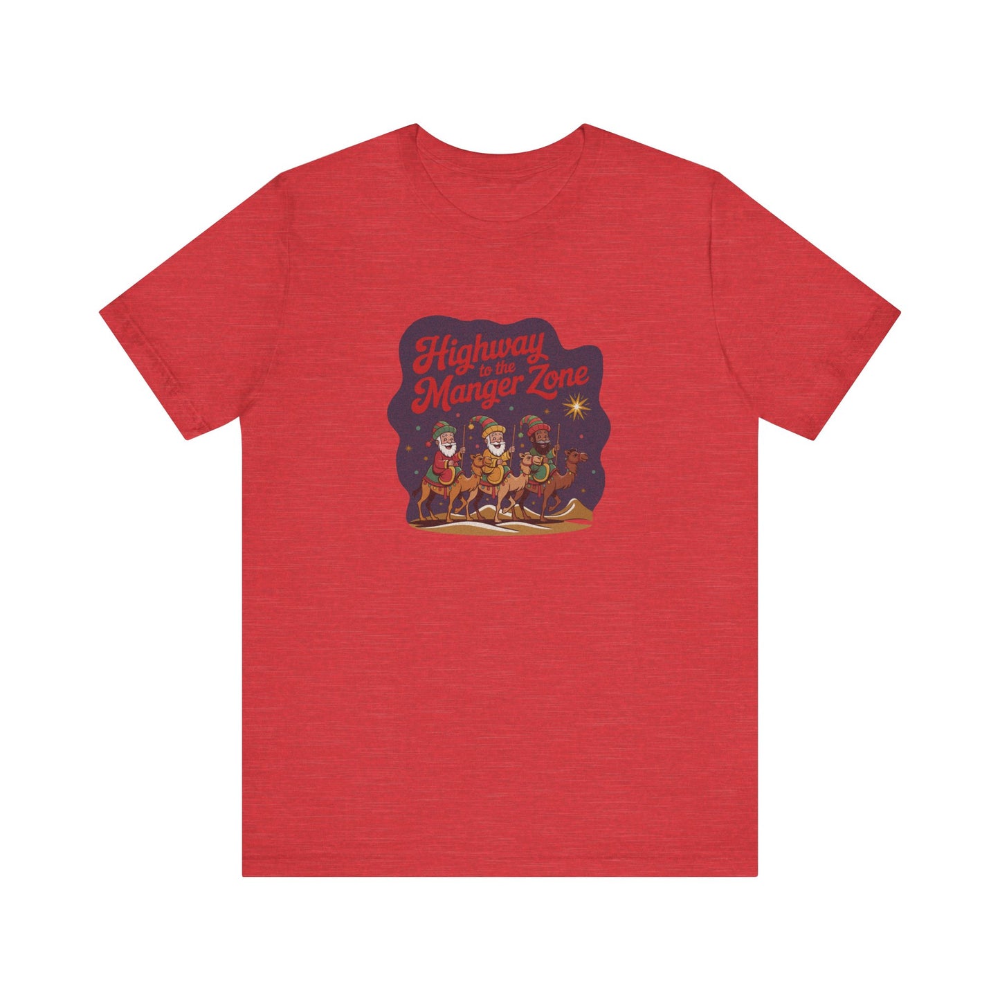 Highway to the Manger Zone — Top Gun-Inspired Christmas Retro Tee (Light)