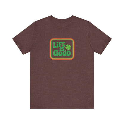 Life Is Good, Shamrock Style — St. Patrick’s Retro Tee (Dark)