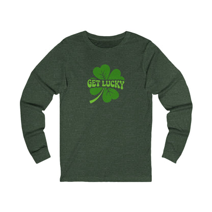 I’m Up All Night to Get Lucky — St. Patrick's Retro Long Sleeve (Dark)