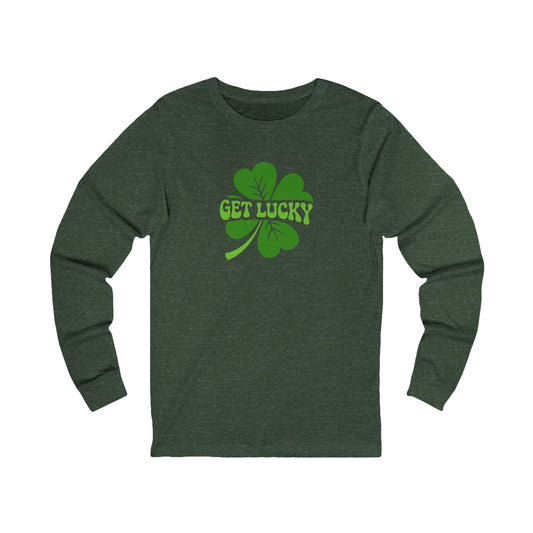 I’m Up All Night to Get Lucky — St. Patrick's Retro Long Sleeve (Dark)