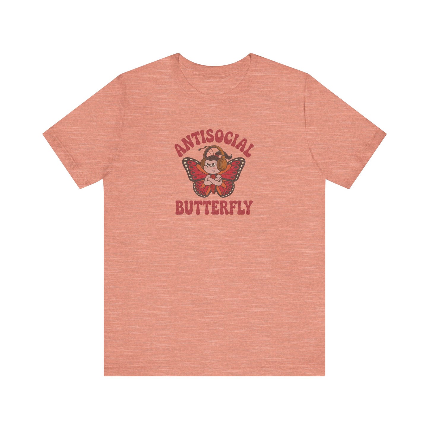 Antisocial Butterfly (Female) — Retro Workout Tee (Light)