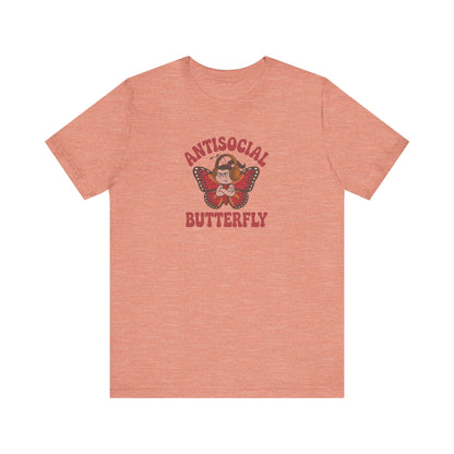 Antisocial Butterfly (Female) — Retro Workout Tee (Light)