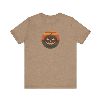 Retro Jack: Glowing Classic — Halloween Sunset Tee (Light)