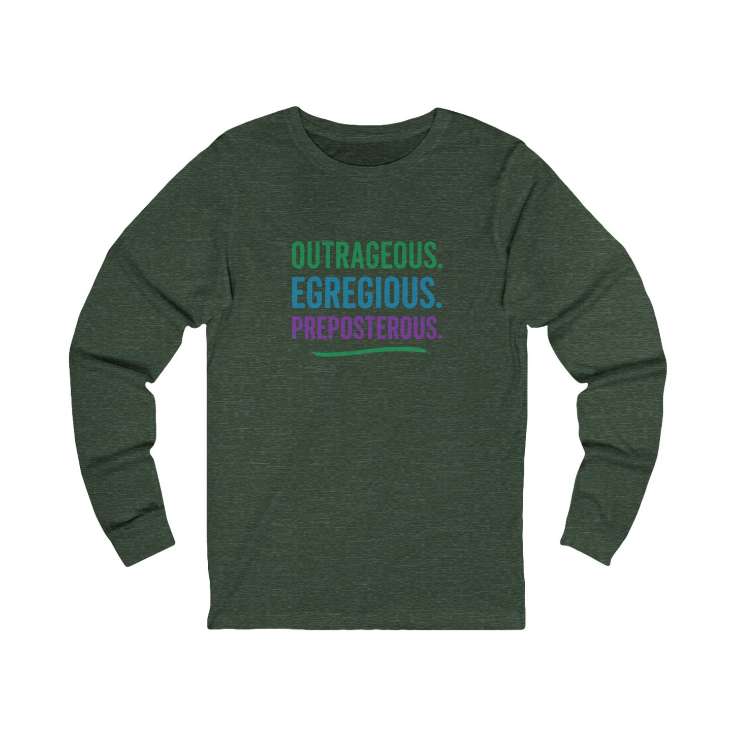 Outrageous Egregious Preposterous (Cool Gradient) — Seinfeld Retro Long Sleeve (Dark)