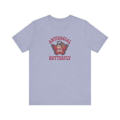Antisocial Butterfly (Female) — Retro Workout Tee (Light)