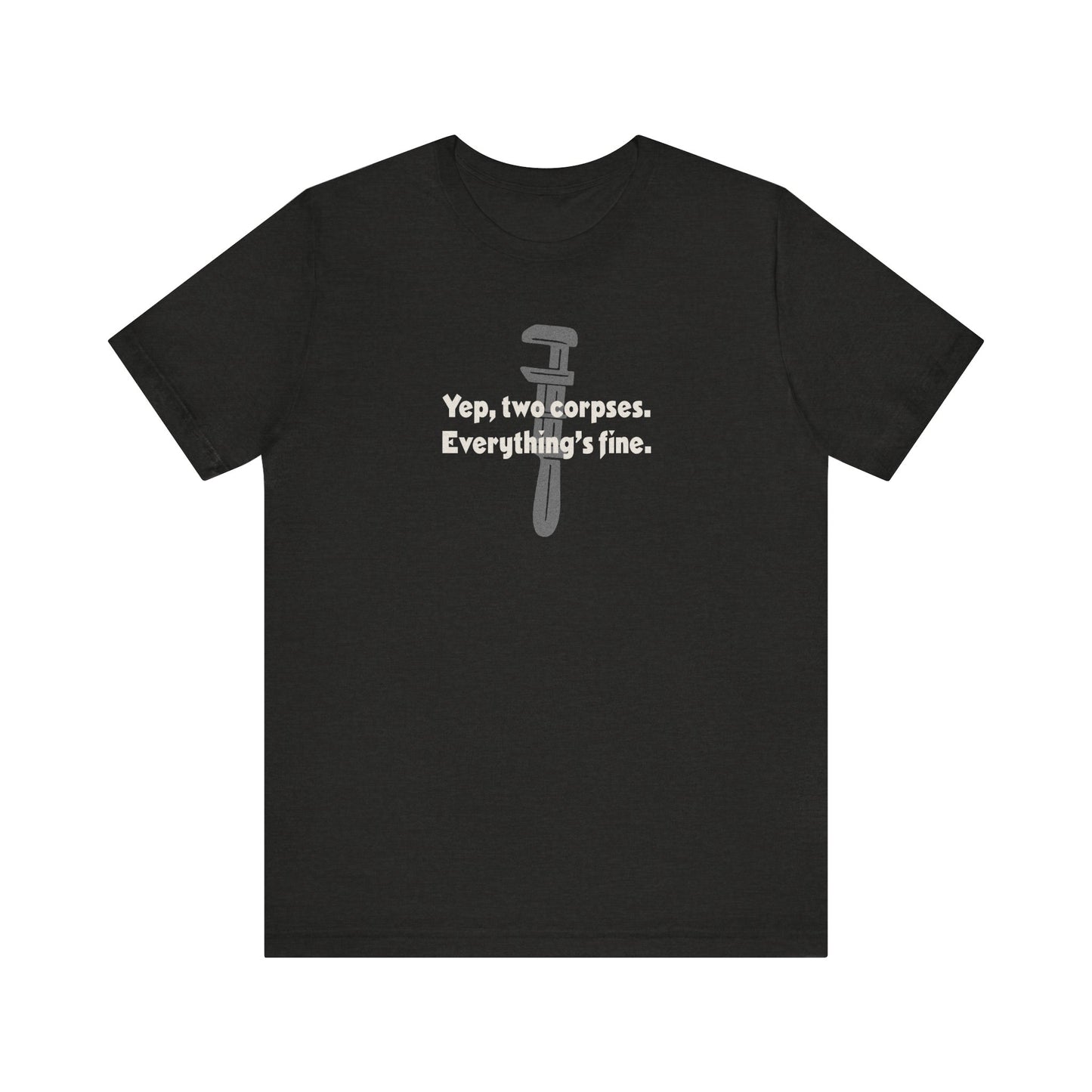 Yep, Two Corpses. Everything’s Fine — Clue Retro Tee (Dark)