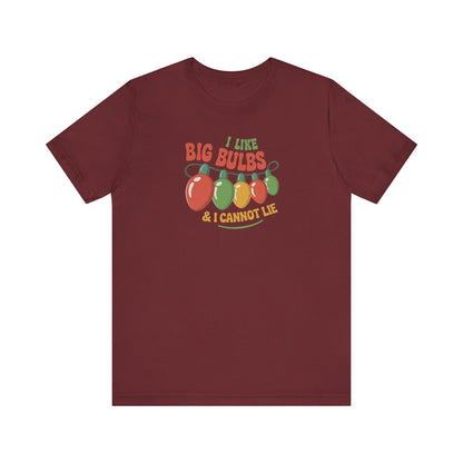 I Like Big Bulbs and I Cannot Lie — Christmas Lights Retro Tee (Dark)