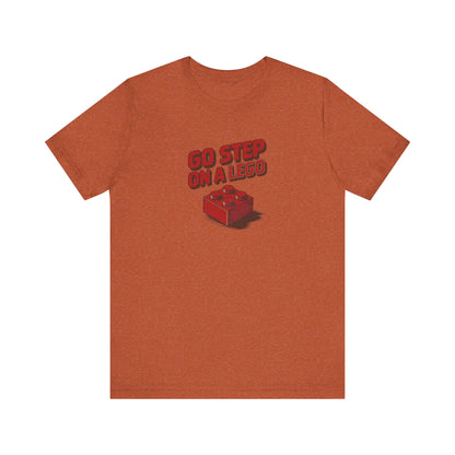Go Step on a LEGO — Red Plastic Brick Retro Tee (Light)