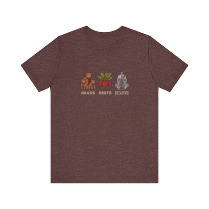 Bears, Beets, Battlestar (Captions) — Retro Tee (Dark)