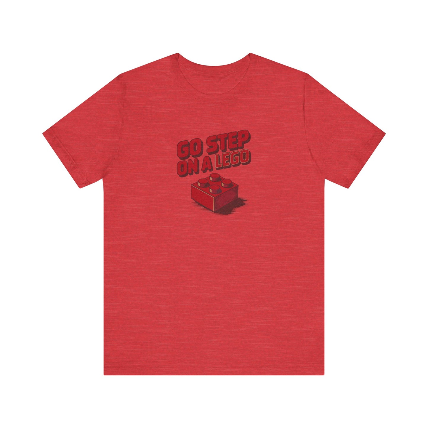 Go Step on a LEGO — Red Plastic Brick Retro Tee (Light)