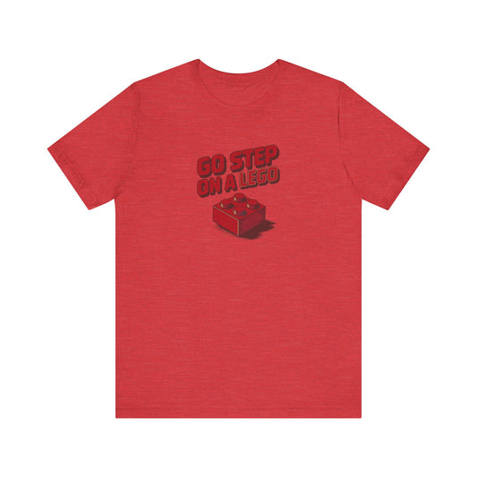 Go Step on a LEGO — Red Plastic Brick Retro Tee (Light)