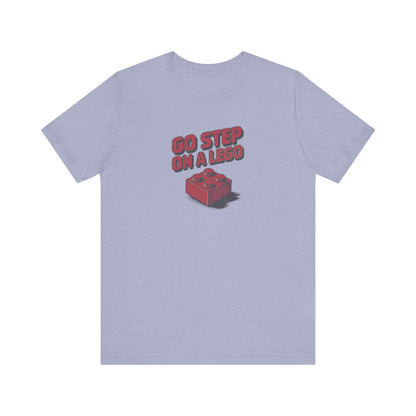 Go Step on a LEGO — Red Plastic Brick Retro Tee (Light)