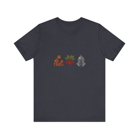 Bears, Beets, Battlestar (Icons) — Retro Tee (Dark)