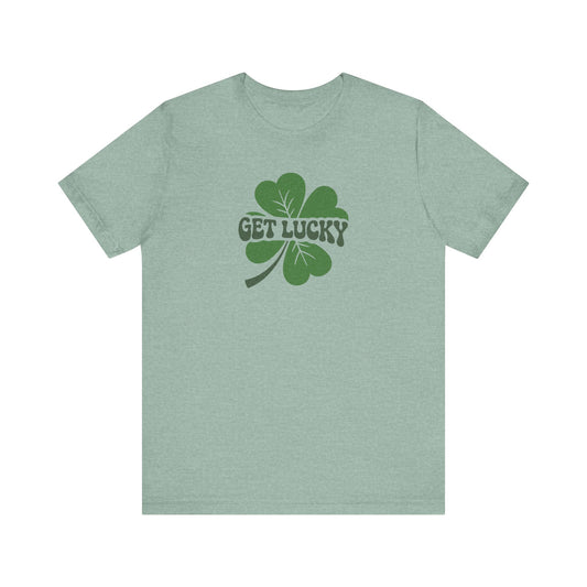 I’m Up All Night to Get Lucky — St. Patrick's Retro Tee (Light)