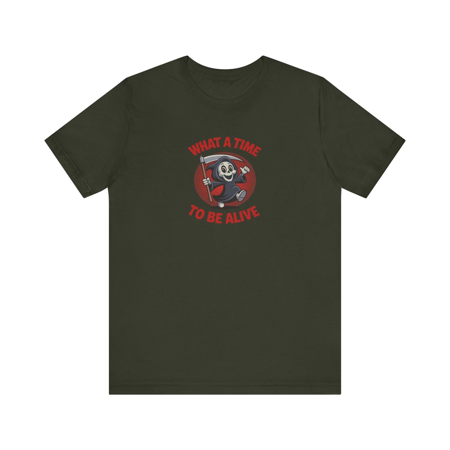 What a Time to Be Alive (Cute) — Lil Reaper Retro Tee (Dark)