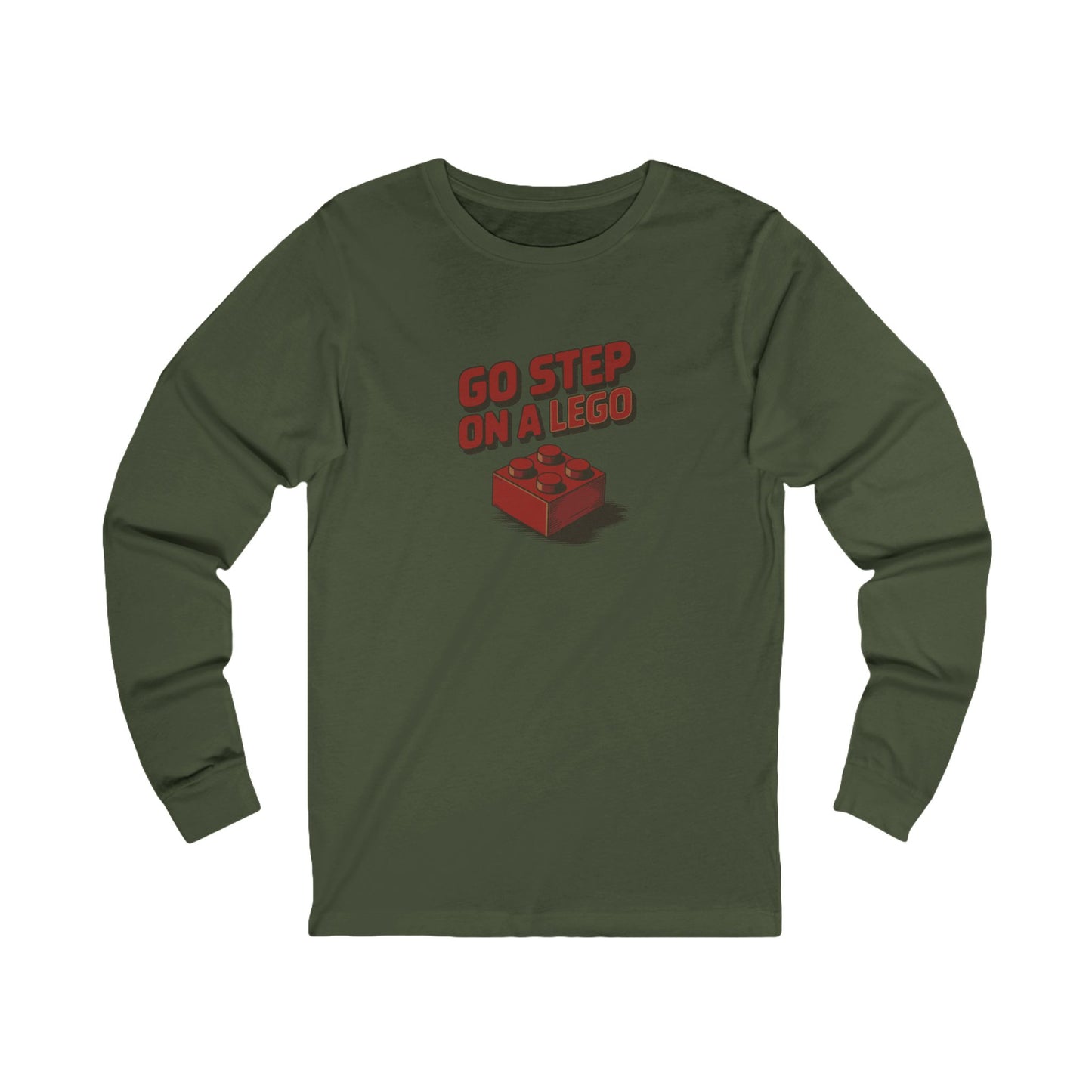 Go Step on a LEGO — Red Plastic Brick Retro Long Sleeve (Dark)