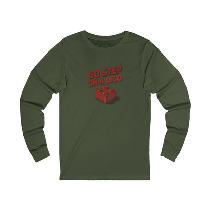 Go Step on a LEGO — Red Plastic Brick Retro Long Sleeve (Dark)