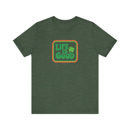 Life Is Good, Shamrock Style — St. Patrick’s Retro Tee (Dark)