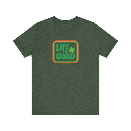 Life Is Good, Shamrock Style — St. Patrick’s Retro Tee (Dark)