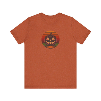 Retro Jack: Bold Grin — Halloween Sunset Tee (Light)