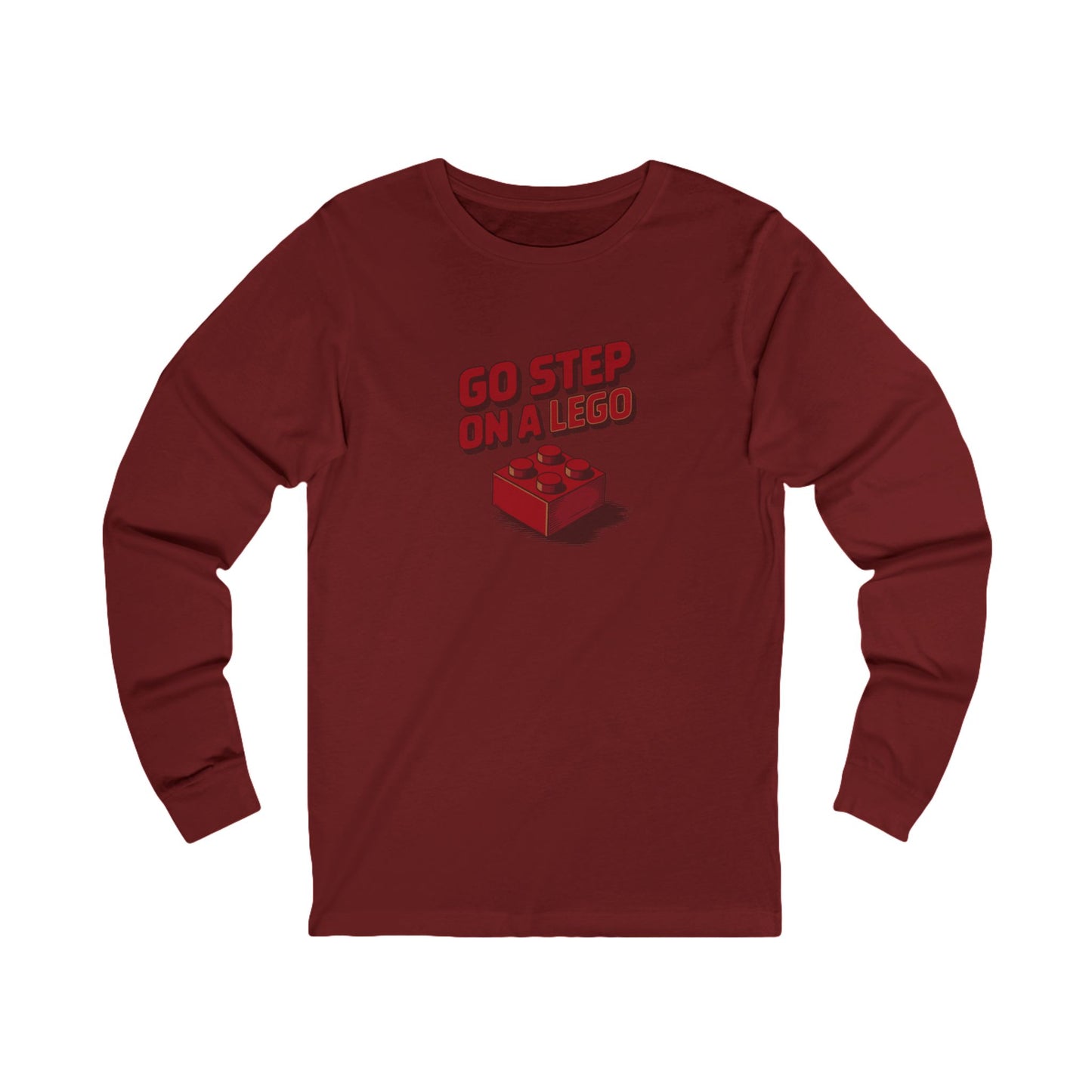 Go Step on a LEGO — Red Plastic Brick Retro Long Sleeve (Dark)