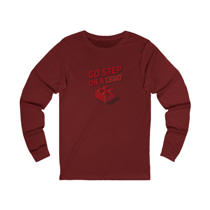 Go Step on a LEGO — Red Plastic Brick Retro Long Sleeve (Dark)