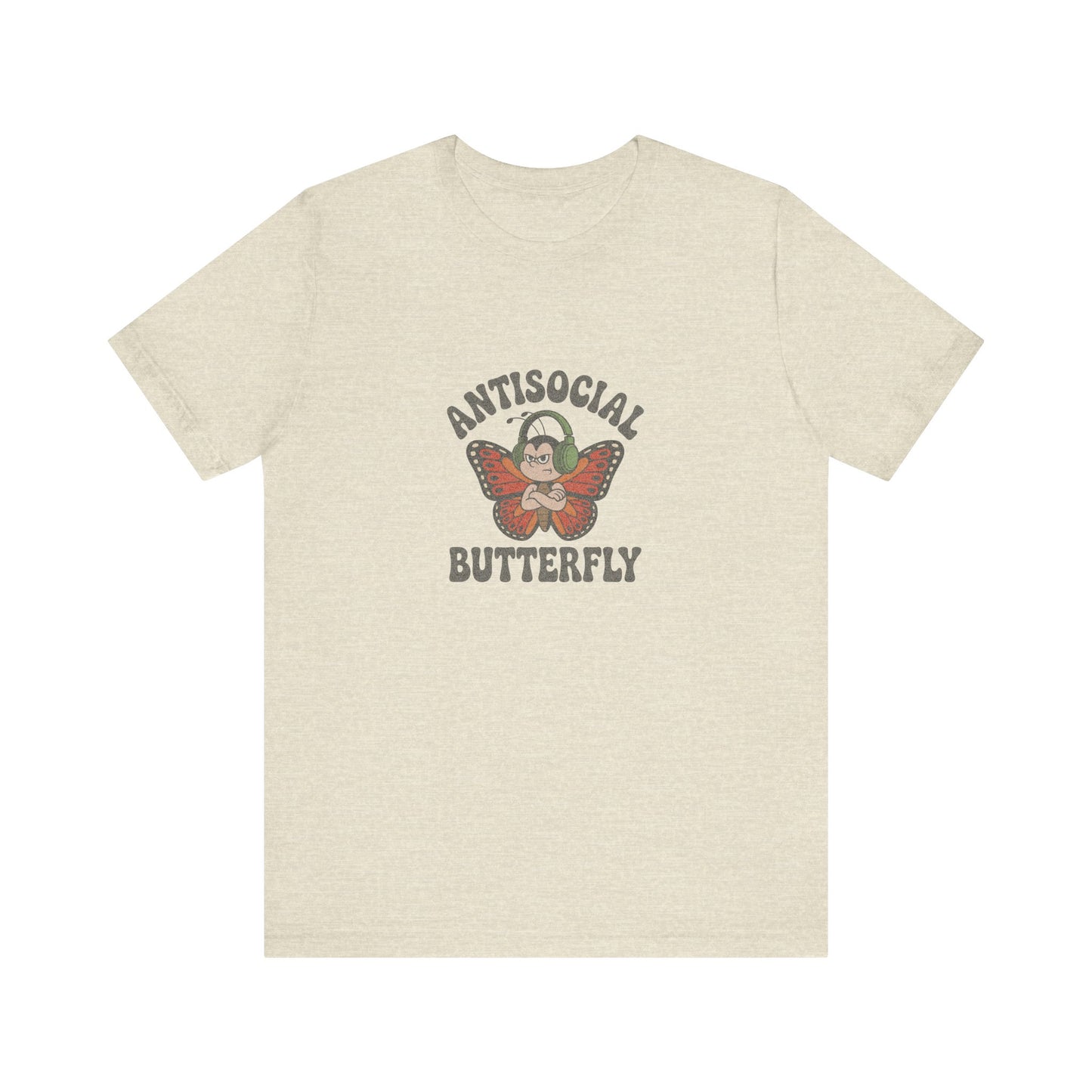Antisocial Butterfly (Male) — Retro Workout Tee (Light)