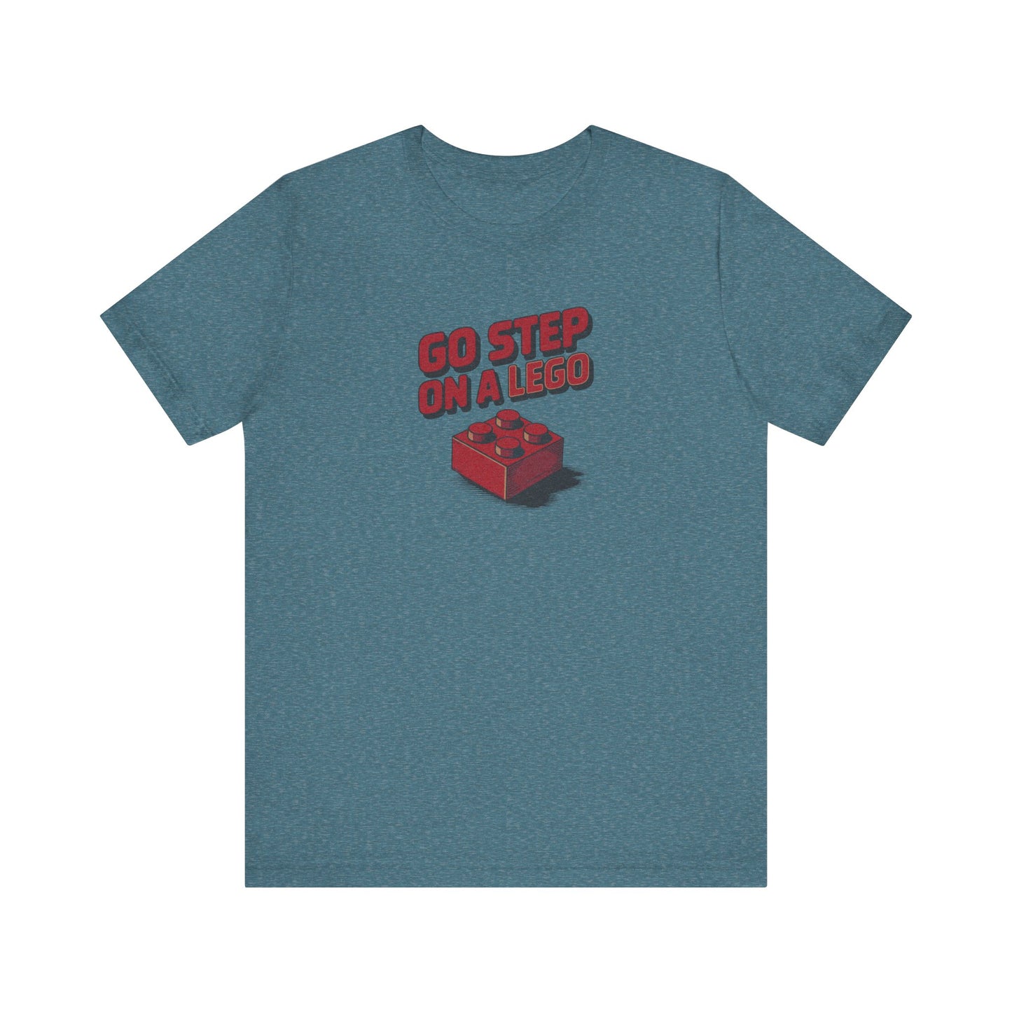 Go Step on a LEGO — Red Plastic Brick Retro Tee (Light)