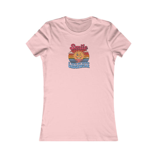 Smile If You’re Not Wearing Underwear — Retro Women's Tee (Light)