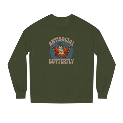 Antisocial Butterfly (Male) — Retro Workout Sweatshirt (Dark)