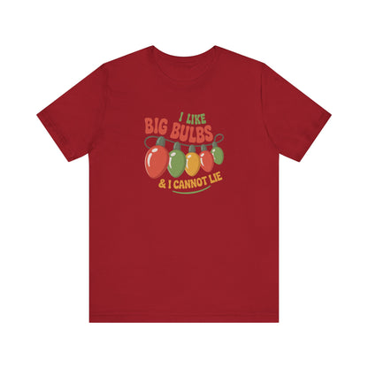 I Like Big Bulbs and I Cannot Lie — Christmas Lights Retro Tee (Dark)