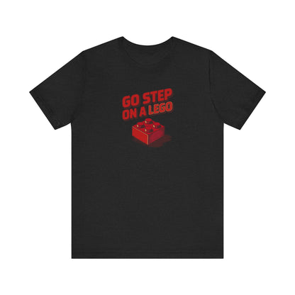 Go Step on a LEGO — Red Plastic Brick Retro Tee (Dark)