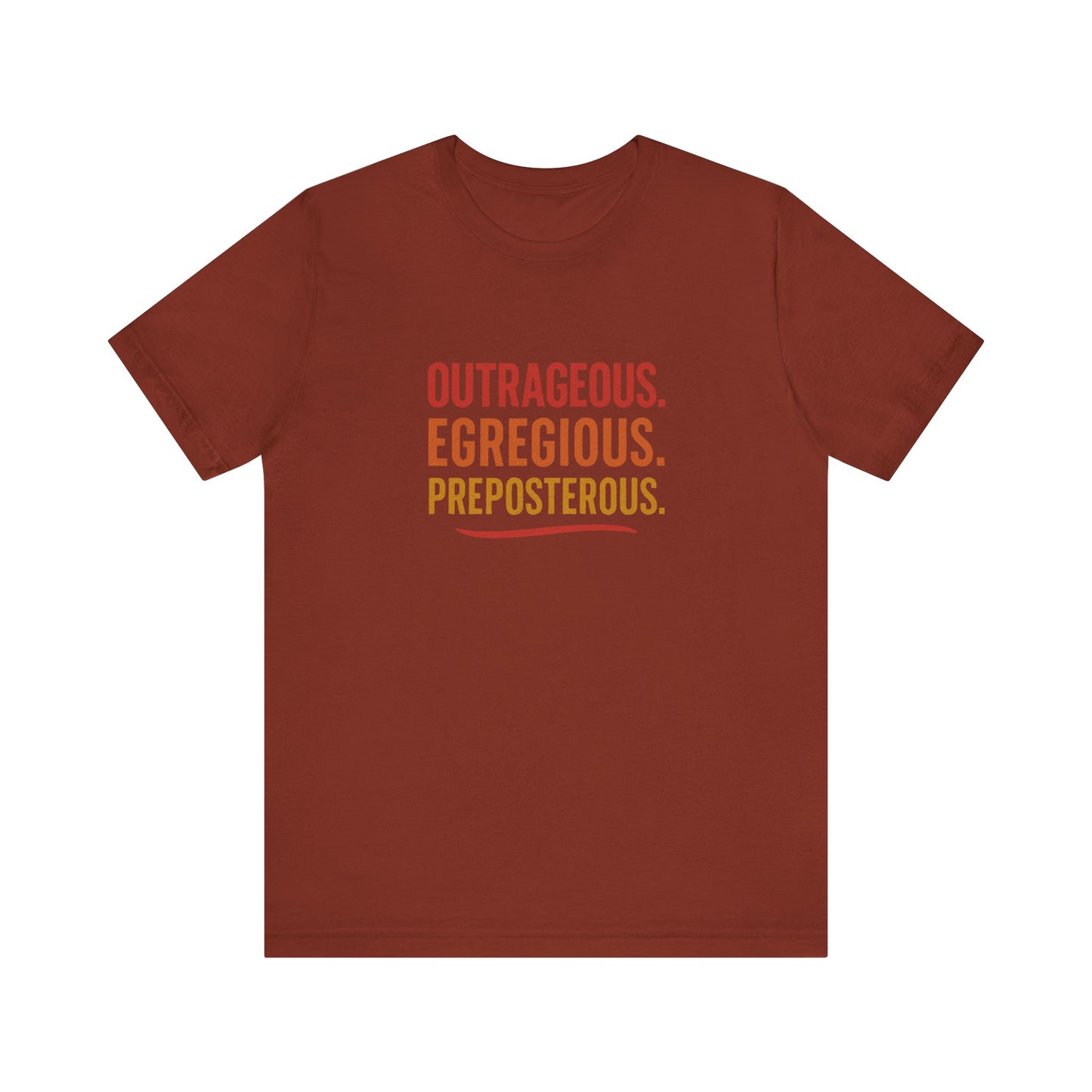 Outrageous Egregious Preposterous (Warm Gradient) — Seinfeld Retro Tee (Dark)