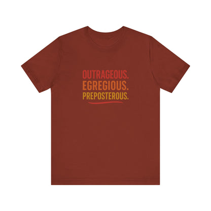 Outrageous Egregious Preposterous (Warm Gradient) — Seinfeld Retro Tee (Dark)