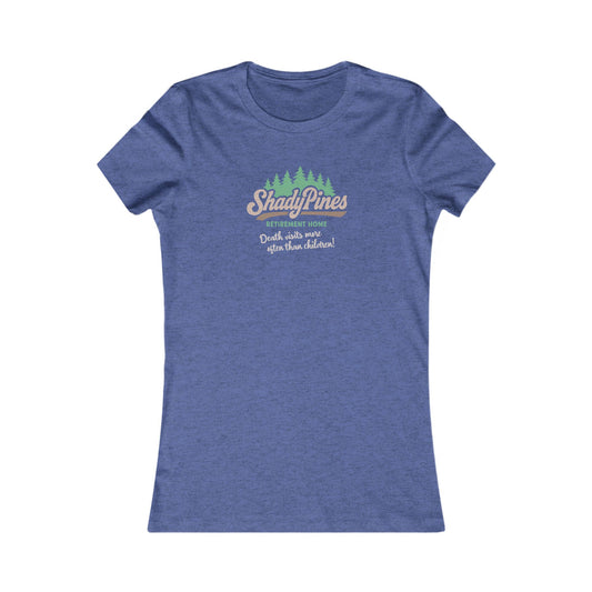 Shady Pines (Death Visits More Often Than Children) — Retro Women's Tee (Dark)