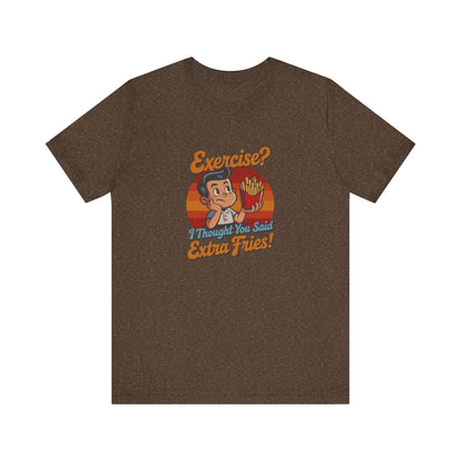 Exercise? I Thought You Said Extra Fries! — Retro Tee (Dark)